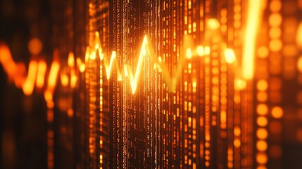 Naklejka premium Glowing Orange Stock Market Graph Data Visualization