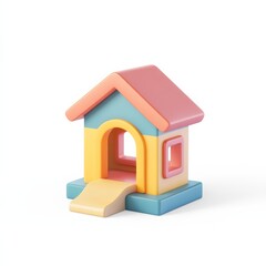 Vibrant 3D Model of a Playhouse Icon Isolated on White Background