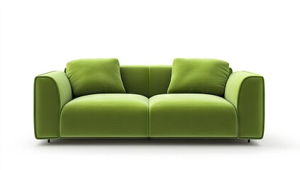Fototapeta premium Modern lime green velvet sofa