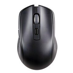 This black wired computer mouse features an ergonomic design with detailed buttons and a smooth scroll wheel