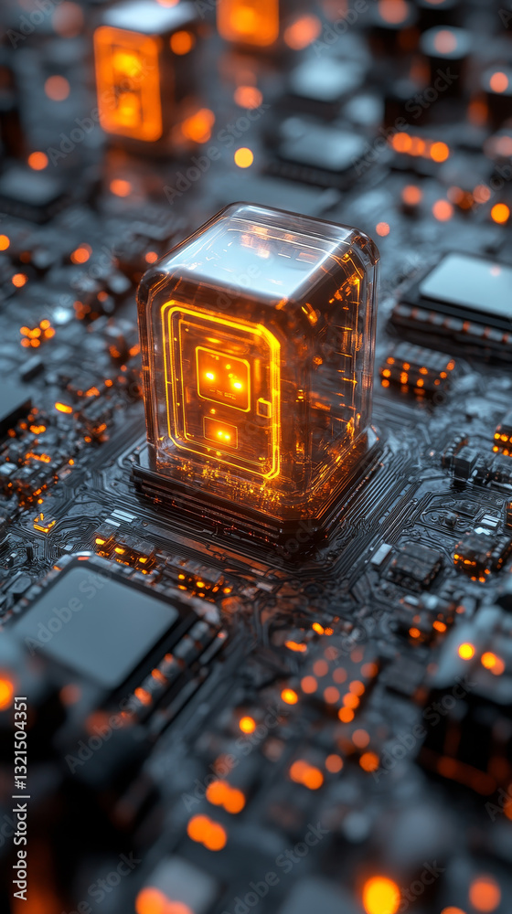 Aufkleber high tech optical sensor array with glowing elements on circuit board