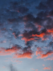 Blue and pink clouds at sunset