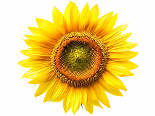 Fototapeta premium A vibrant sunflower with a radiant yellow hue, showcasing its intricate seed pattern at the center.