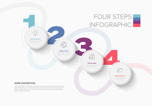 Light Four Steps Infographic Template with Circular Design
