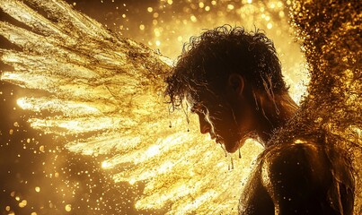 Golden Angel, A Portrait of Divine Light and Ethereal Beauty