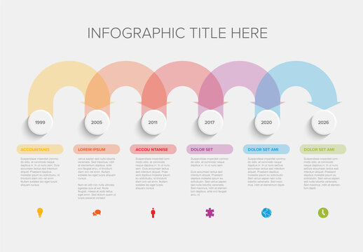 Colorful Timeline Infographic Template with six Milestones