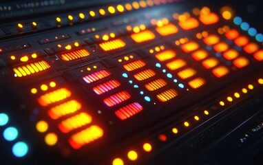 Futuristic control panel with glowing lights