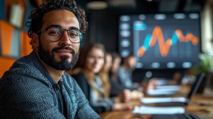 Fototapeta premium Startup Founder Brainstorming Ideas During Meeting in Modern Office Setting