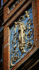 architectural details of old houses in the center of budapest