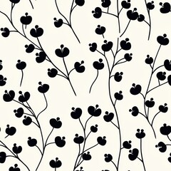Subtle Botanical Seamless Pattern with Flowing Floral Design