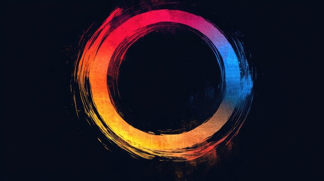 Abstract circular design with vibrant colors on a dark background, creating a modern artistic effect