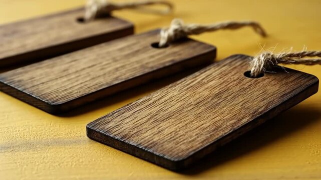 Rustic Wooden Tags: Blank, Brown, and Ready for Your Message