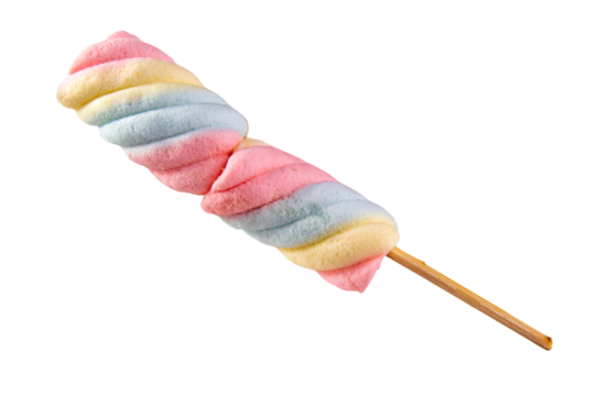 unicorn or rainbow marshmallow isolated on white , transparent background. png file