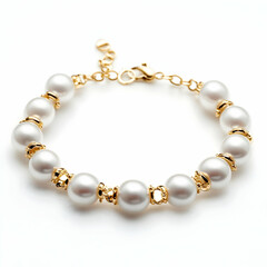 Elegant pearl bracelet with gold accents, perfect for adding a touch of sophistication to any outfit.