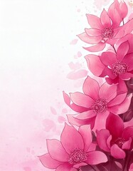 Obraz premium Acuarela, flores, tonos rosas, fondo blanco, flor, naturaleza, ramo, flora, hermoso, pétalo