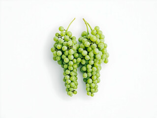 Fresh and juicy green grapes arranged beautifully on a white background, perfect for health and nutrition themes.