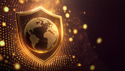 Fototapeta premium digital world map with binary code for security