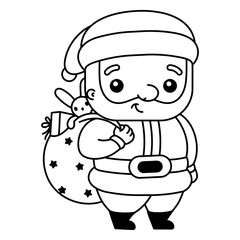 christmas characters santa with presents filled stroke.