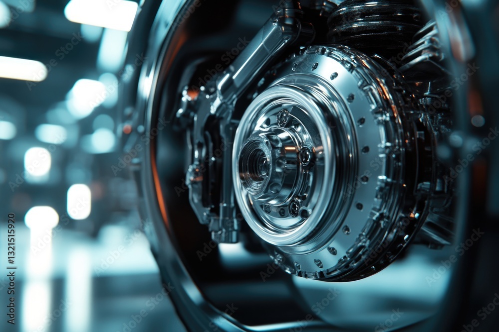 Aufkleber a close-up view of a motorcycle wheel with a light in the background, suitable for use in automotive