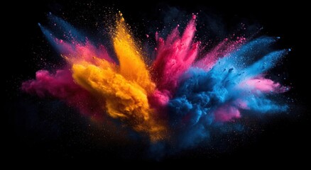 Colorful Powder Paint Explosion Abstract Art Dynamic Background with Copy Space