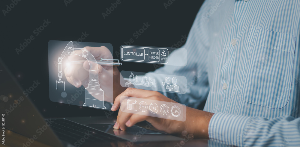 Canvas Prints robotic process automation (rpa) for business growth and ai integration in digital transformation, i