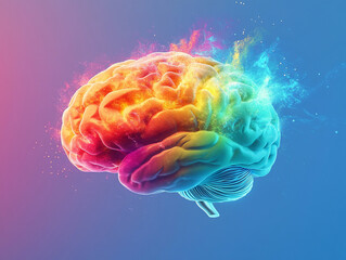 Fototapeta premium Colorful representation of a brain with artistic effects