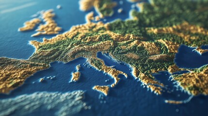 Detailed map of europe highlighting major countries, cities, and geographical features