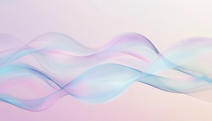Obraz premium Abstract Art: Rainbow Flowing Curves with Soft Wave Forms, Featuring a Gradient Warm-Toned Background from Light Pink to Pale Orange, Creating a Cozy Atmosphere. The Curves are Rich in Colors, Includi