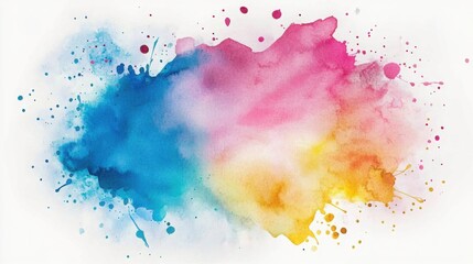 Obraz premium Vibrant Watercolor Painting: A Creative Concept for Background Decoration or Artistic Creation, Adding Modernity and Visual Impact to Spaces, with Pure White Background Enhancing the Brightness and Dy