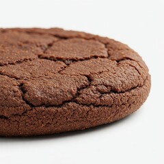 Fototapeta premium Close-up of chocolate cookie texture, highlighting crispy edges and a soft center