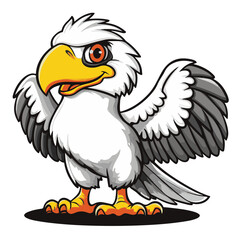 Obraz premium Eagle, simple vector logo, white background, black outline, colorful cartoon, high contrast, 2D flat design, vector illustration, high resolution