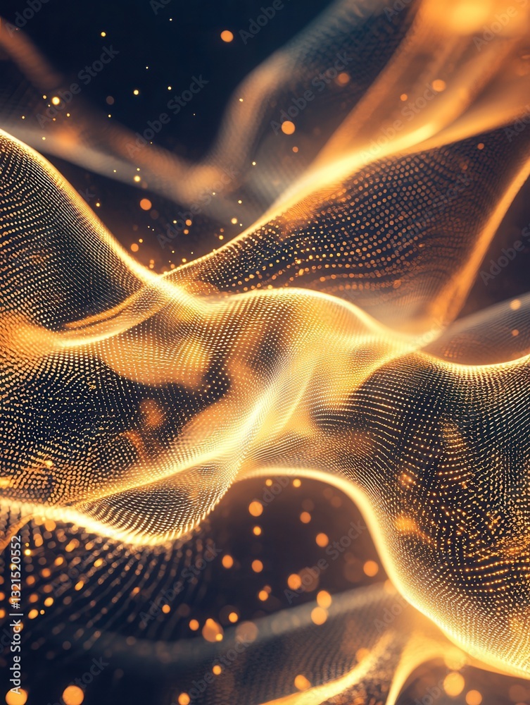 Aufkleber Dynamic abstract representation of golden waves illustrating the healing process of dental implants with futuristic light effects
