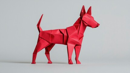 Obraz premium Red origami dog, profile view