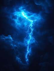 Dramatic lightning illuminates a stormy night sky