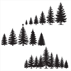 Obraz premium set vector fir trees silhouette