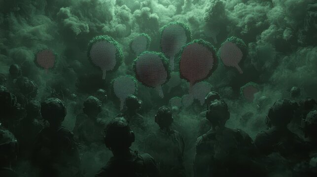 Social media’s role in justice mobilization depicted as digital voices materializing into a cosmic wave of change : Social Justice Concept