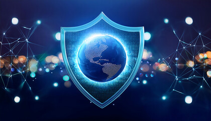 Fototapeta premium digital world map with binary code for security