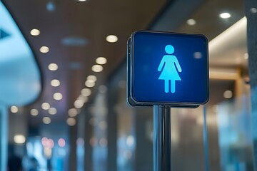 a restroom sign in a public space.