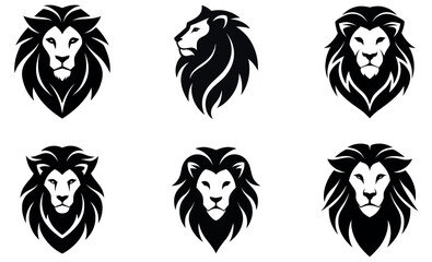 Collection of Powerful Lion Logos in Silhouette