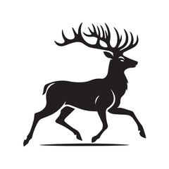Elegant Black and White Silhouette of a Majestic Deer