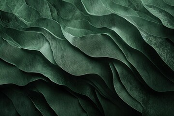 Fototapeta premium A textured, wavy green surface showcasing organic lines and depth, creating a soothing and natural aesthetic.