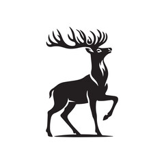 Fototapeta premium Elegant Black and White Silhouette of a Majestic Deer