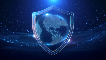 digital world map with binary code for security