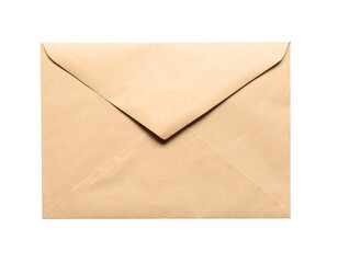 Envelope isolated on white, top view. Mockup for design