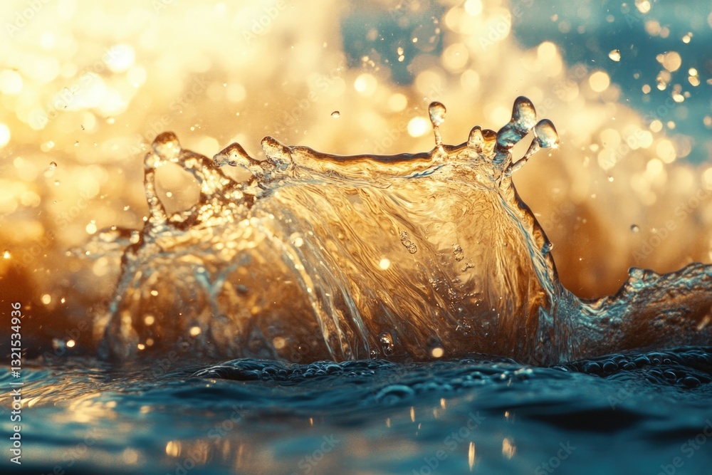 Poster a detailed view of an ocean wave's surface and movement