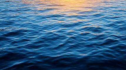 Naklejka premium Serene ocean waves at sunset, reflecting golden light on the surface