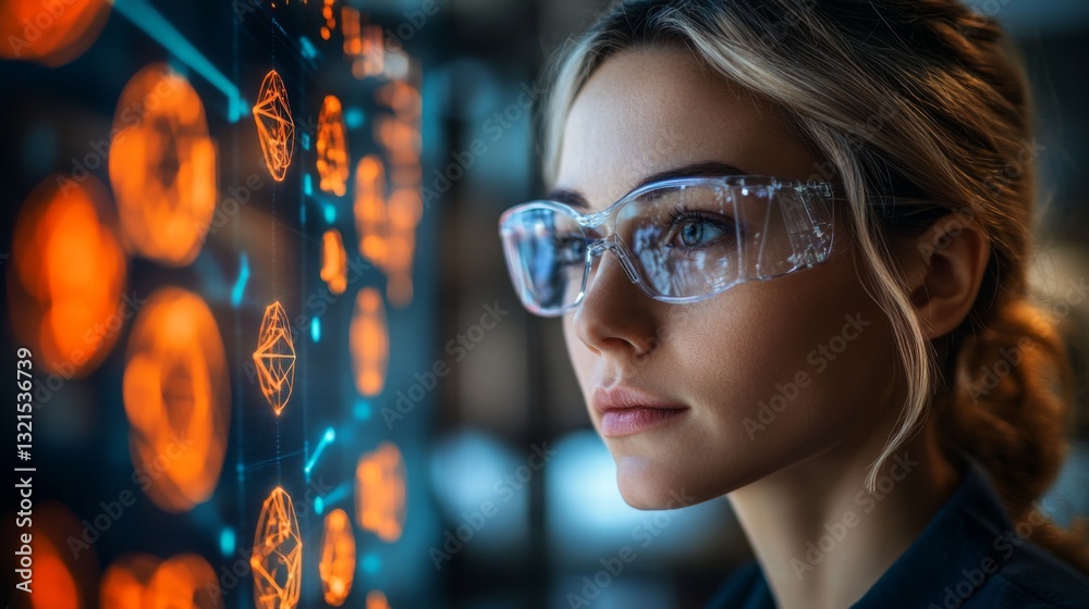 Poster a researcher analyzes quantum mechanics simulations, focusing on qubit behavior, superposition, and 