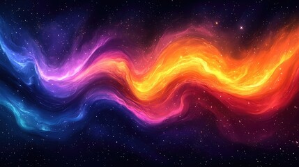 Fototapeta premium Cosmic Nebula Waves Stellar energy swirls across a dark space background, ideal for science fiction or fantasy visuals