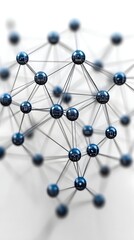 Abstract network of dark blue spheres