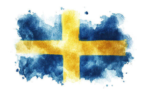 flag of sweden in watercolor style isolated on white or transparent png